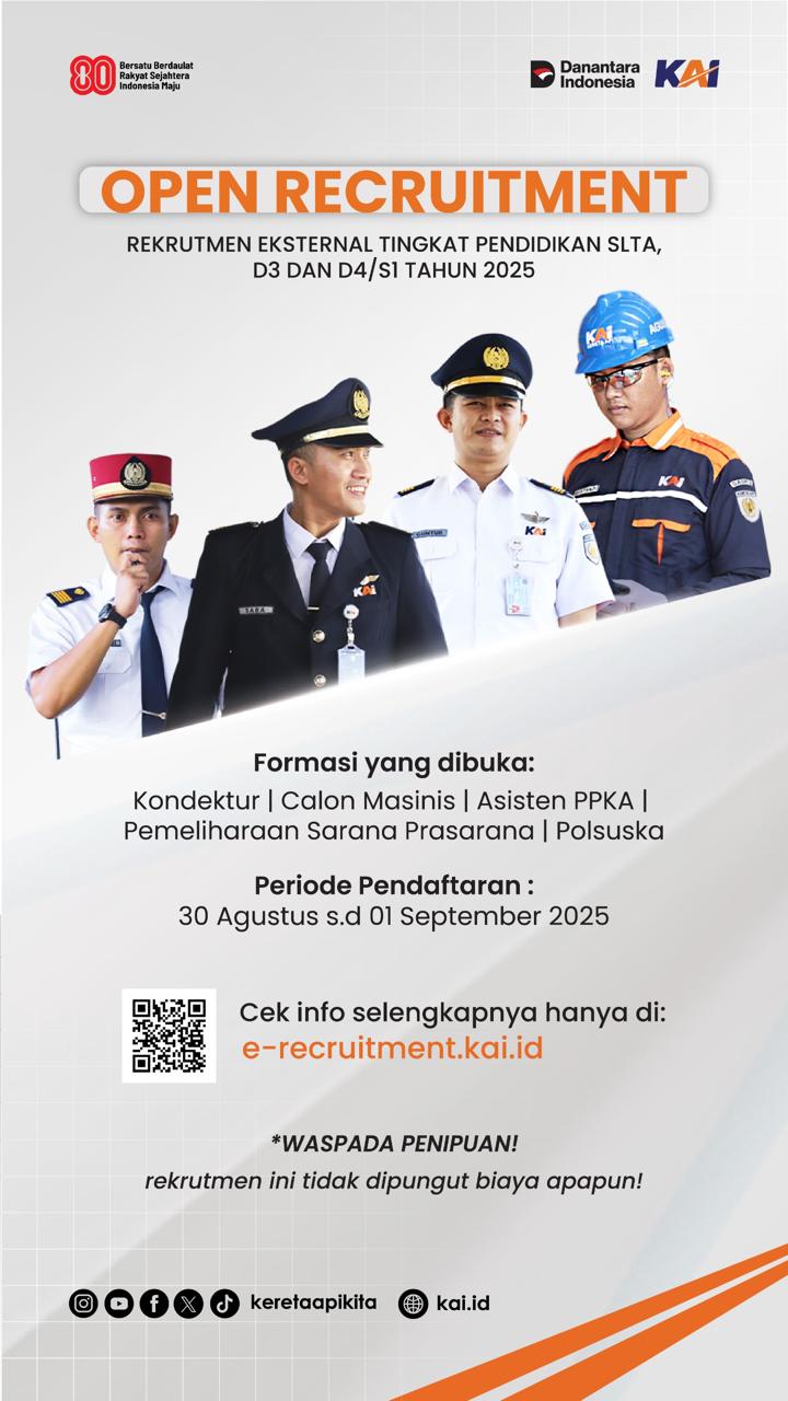 kai-buka-rekrutmen-eksternal-2025-sediakan-formasi-untuk-lulusan-slta-hingga-s1